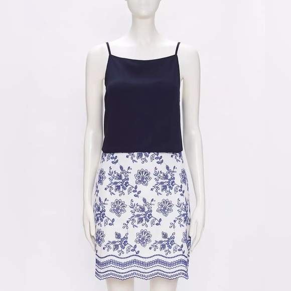 LOFT Floral Navy Embroidered Shift Skirt, Size 2 - Picture 3 of 12